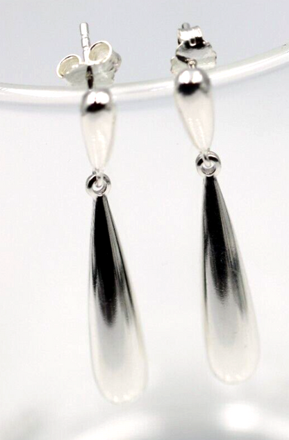 Genuine 925 Sterling Silver Teardrop Tear Drop Stud Earrings