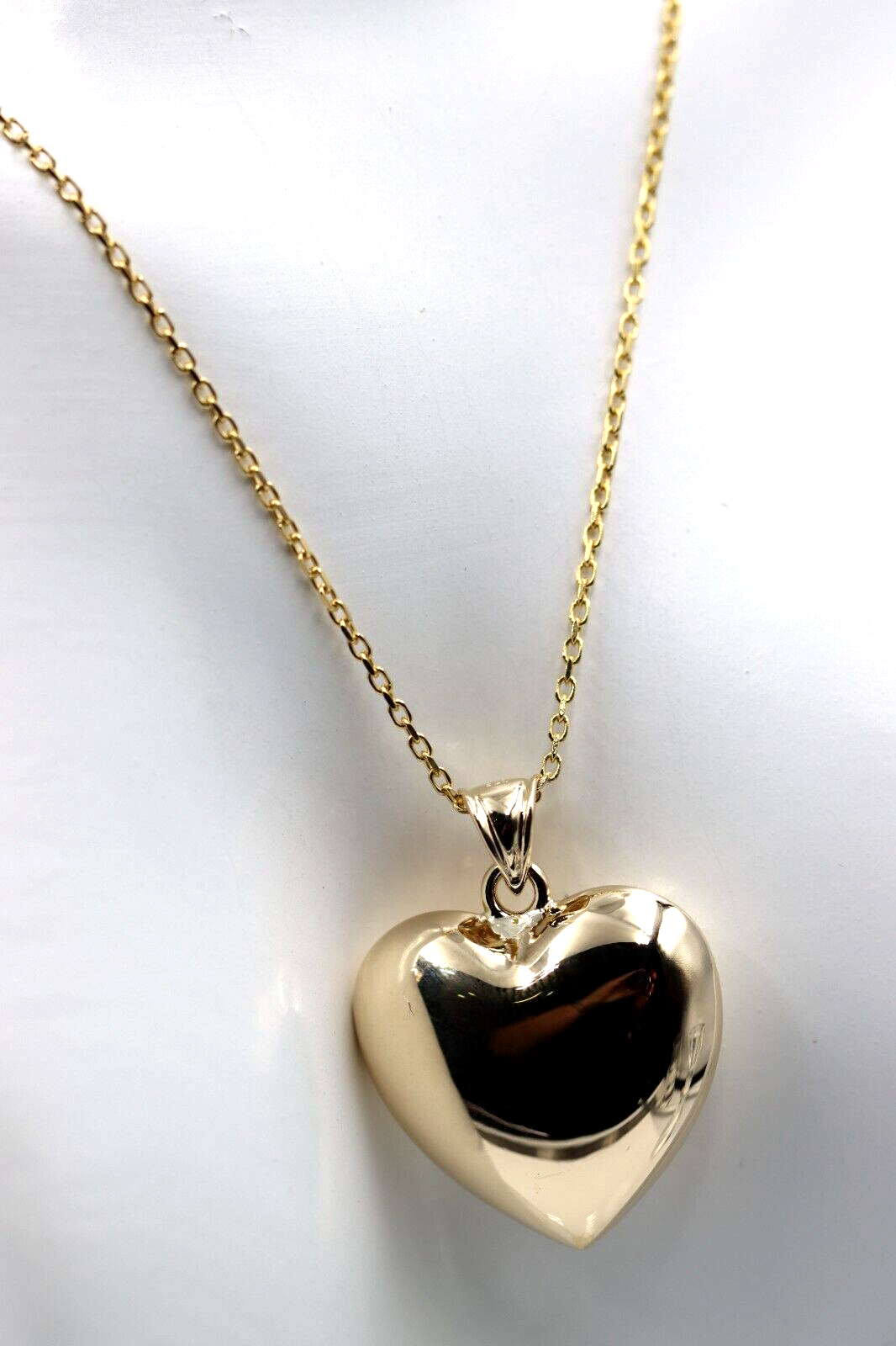 9ct 9kt Medium Bubble Yellow Gold Heart Pendant + 45cm Necklace Chain