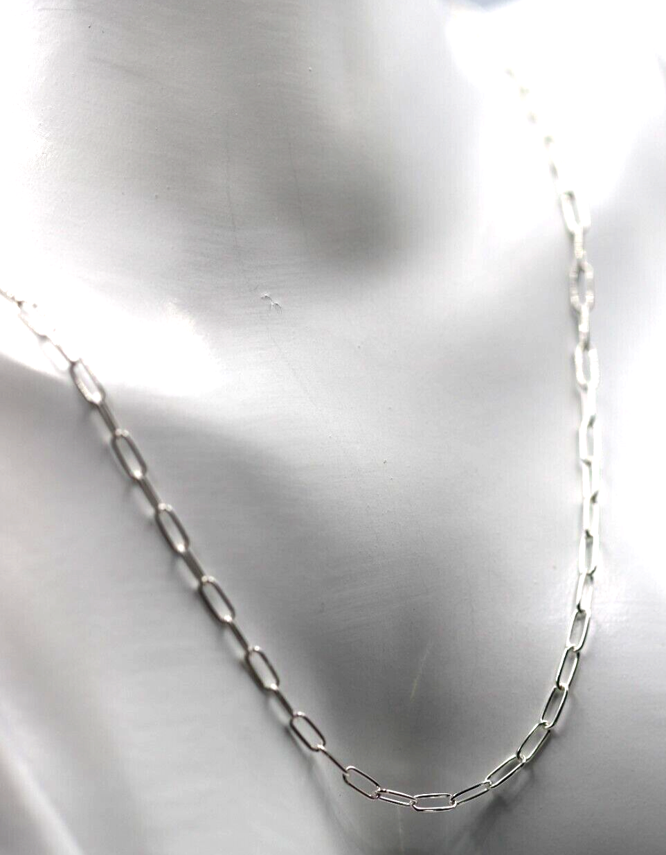 Genuine Sterling Silver 925 Paperclip Links Necklace Chain