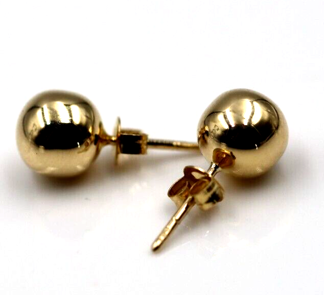 Genuine 18ct 750 Yellow, Rose or White Gold 8mm Stud Ball Earring