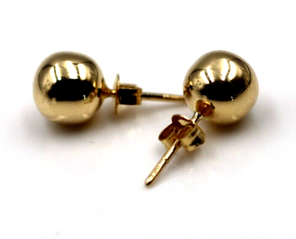 Genuine 18ct 750 Yellow, Rose or White Gold 8mm Stud Ball Earring