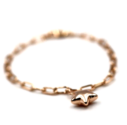 Genuine Handmade 18.5cm 9ct Yellow, Rose or White Gold Paper Clip Paperclip Bracelet + Star Charm