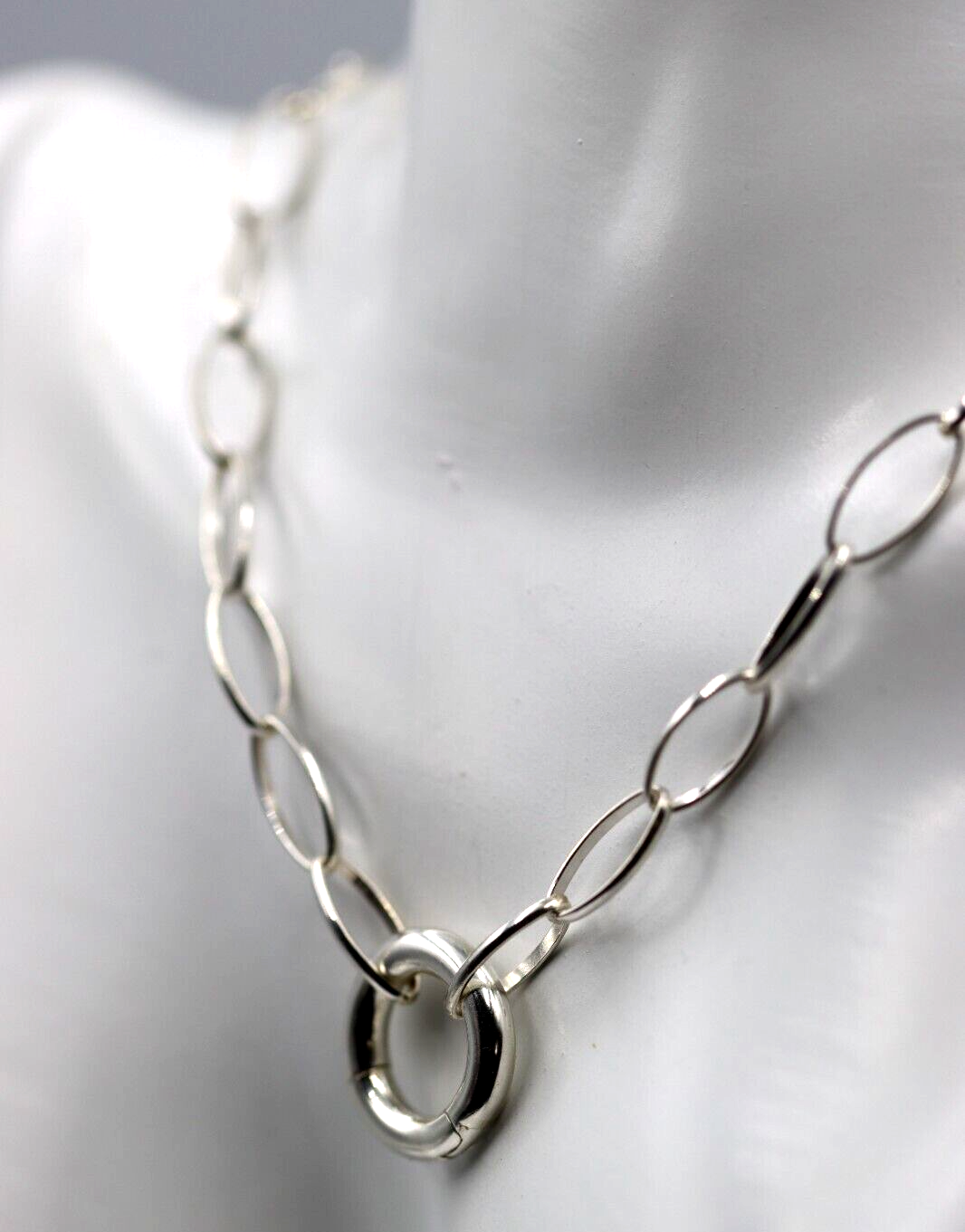 Sterling Silver Oval Paperclip Links Necklace Chain + Spring Ring - Free Post