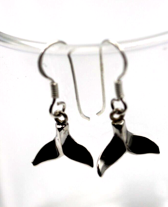 Sterling Silver 925 Whale Tail Drop/Dangle Wire Hook Earring