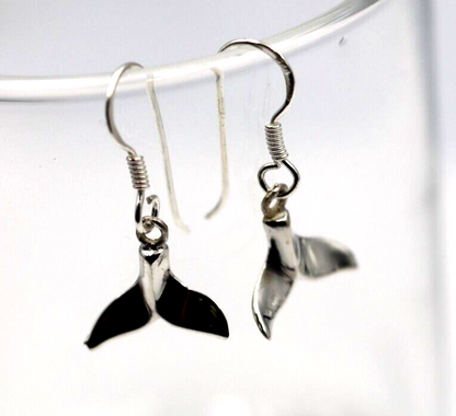 Sterling Silver 925 Whale Tail Drop/Dangle Wire Hook Earring