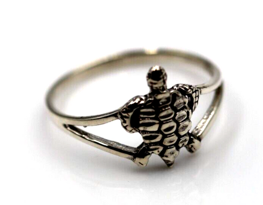 Size N 1/2 Genuine Sterling Silver 925 Solid Turtle Ring