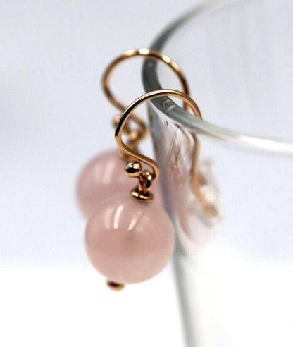 Genuine 9ct 9K 375 Rose Gold 11mm Rose Quartz Hook Earrings -Free post