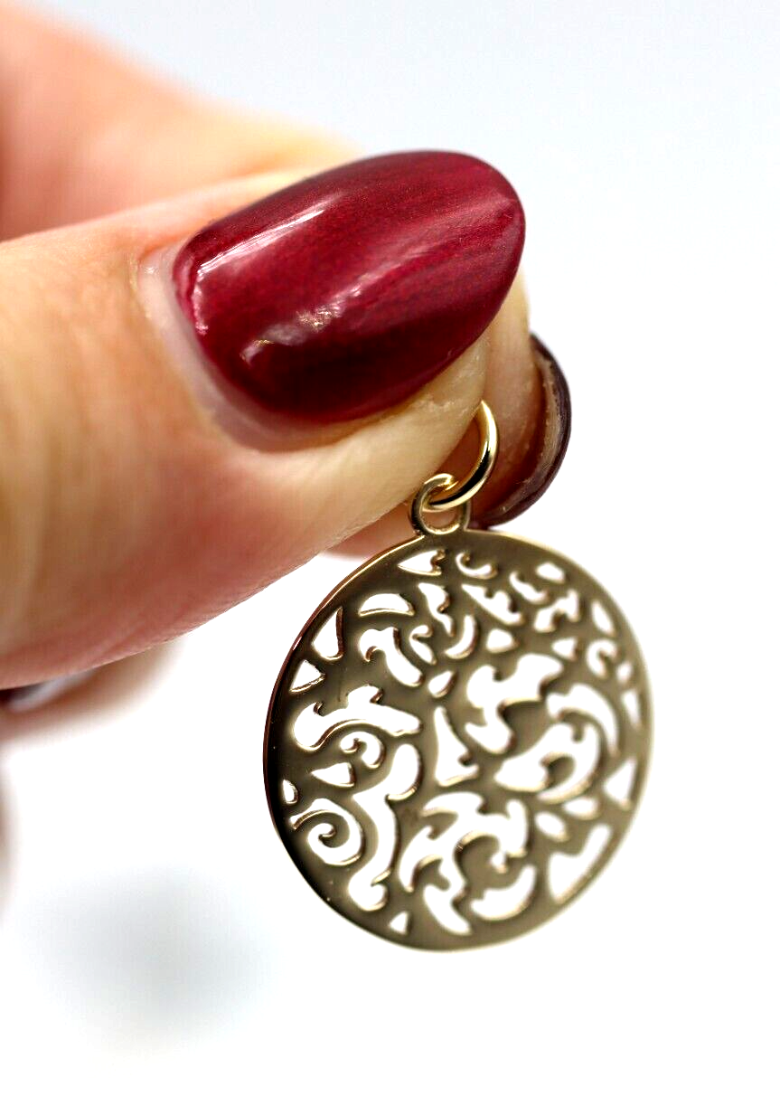 Genuine Solid 9ct 9kt Yellow, White Or Rose Gold Round Filigree Pendant