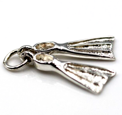 Sterling Silver 925 Pair Flippers Fin Flip Charm or Pendant Dive Diving