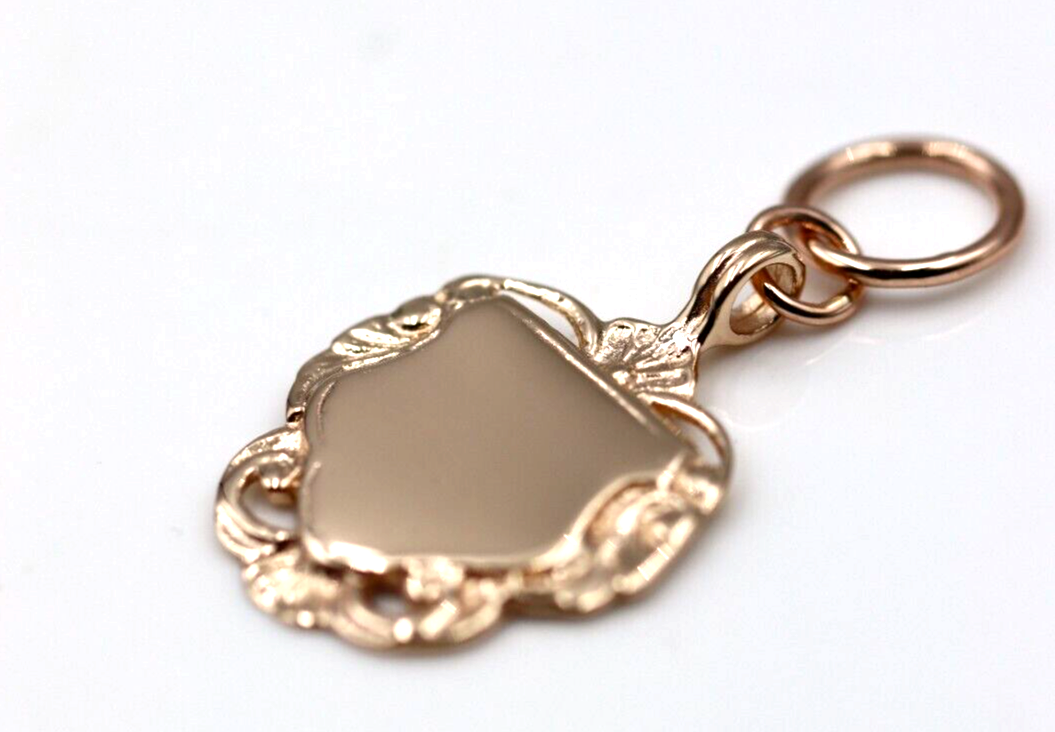 Genuine Solid 9K 9ct Yellow, Rose and White Gold Shield FOB Pendant