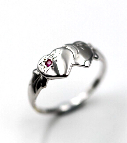 Size Q 9ct Yellow, Rose or White Gold 375 Pink Sapphire (Birthstone Of September) Double Heart Signet Ring (Copy)