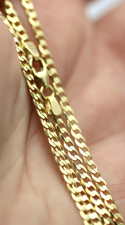 Genuine 9ct Yellow Gold Flat Diamond Cut Figaro Chain Necklace 5.6g 60cm 2.5mm