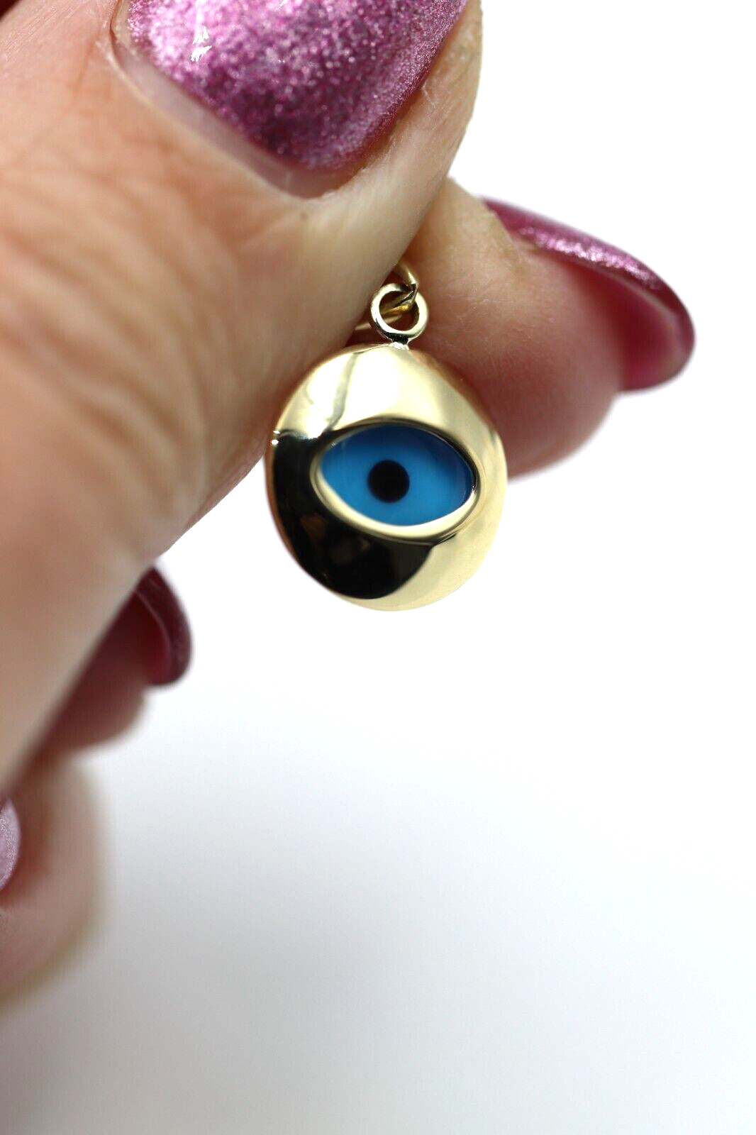 Genuine Small 9ct Yellow Gold Greek Mati Nazar Lucky Evil Eye Charm or Pendant