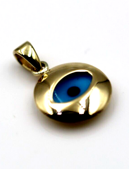 Genuine Small 9ct Yellow Gold Greek Mati Nazar Lucky Evil Eye Charm or Pendant