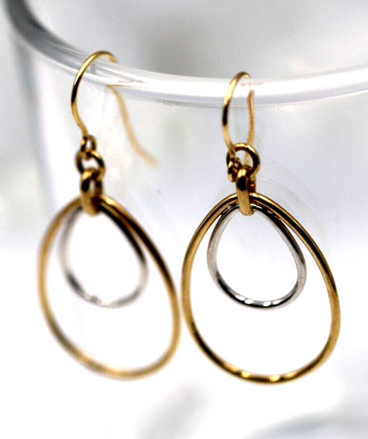 Kaedesigns   9ct 9k Yellow & White Gold Oval Hook Earrings Wires