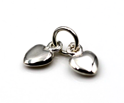 Solid Genuine Tiny Very Small 9ct Yellow, Rose or White Gold or Sterling Silver Double Heart Charm Pendant