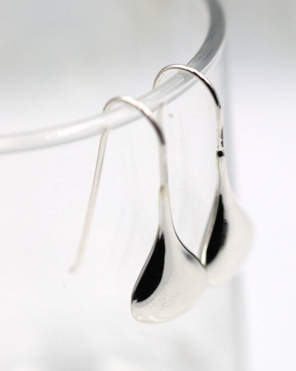 Genuine 925 Sterling Silver Wide Teardrop Tear Drop Hook Earrings