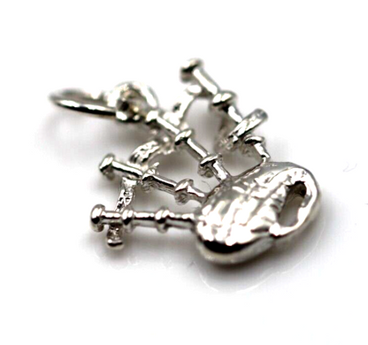 Genuine Sterling Silver 925 Scottish Bagpipe Pendant / Charm