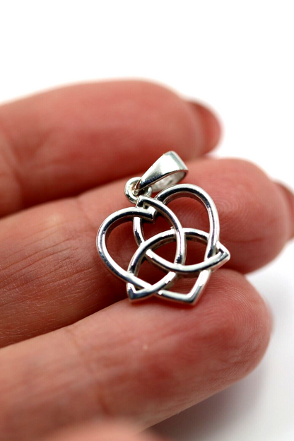 Genuine Sterling Silver 925 Triquetra Celtic Knot Heart Pendant