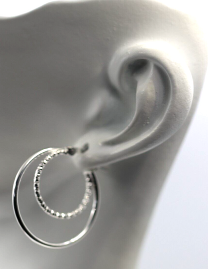 Sterling Silver 925 Double Polished Tube Hoop Earrings 25mm