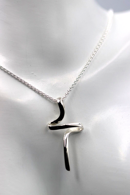 Modern Sterling Silver 925 Cross Pendant + Spinga Necklace Chain