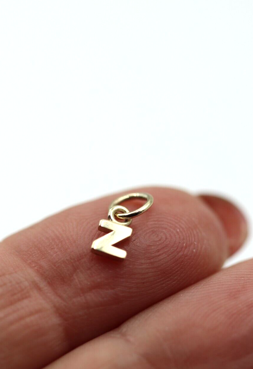 Genuine 9ct 9kt Genuine Tiny Very Small Yellow Gold Initial Pendant Charm Z