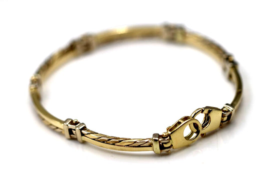 Genuine 14ct 14k 585 Yellow & White Gold 20cm Bracelet 17.32grams
