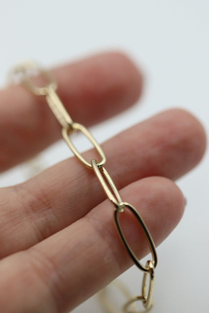 Genuine Handmade 17cm Solid 9ct Yellow, Rose or White Gold Paper Clip Paperclip Bracelet