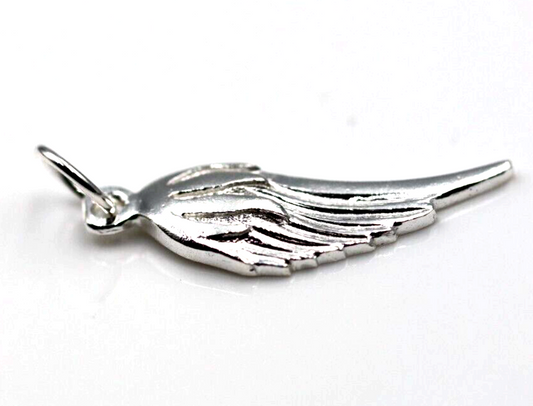 Solid sterling silver 925 Angel Wing charm 3D pendant or charm