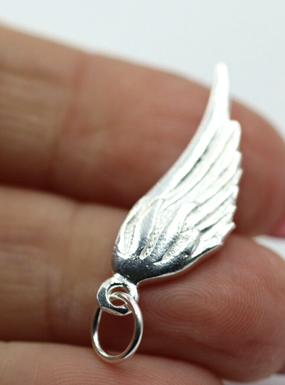 Solid sterling silver 925 Angel Wing charm 3D pendant or charm