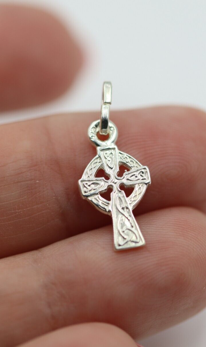 Genuine Sterling Silver 925 Celtic Cross Small Pendant / Charm