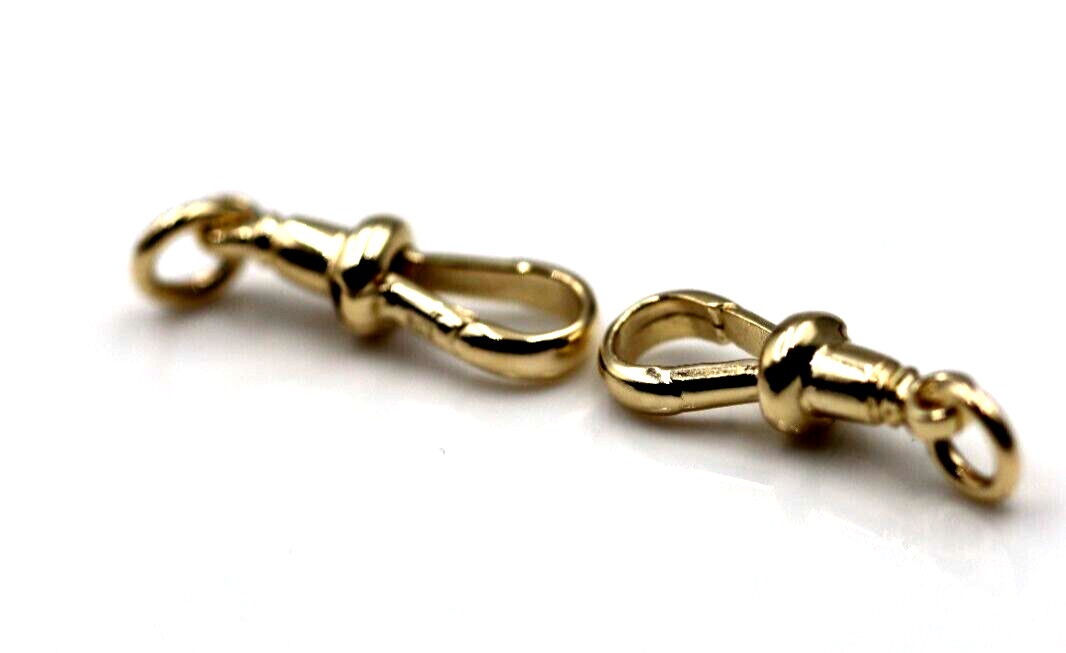 Genuine 9ct Solid 2 X Yellow, Rose or White Gold Albert Swivel Clasp 21mm Size + Jump Rings