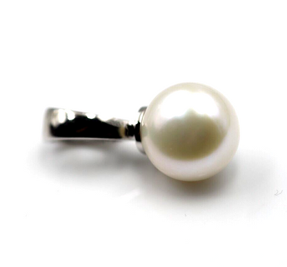 Genuine Sterling Silver Freshwater Cultured Button Pearl Pendant with Enhancer