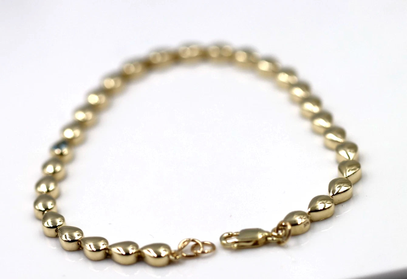 Genuine 9ct 9k 375 Yellow, Rose or White Gold Pear Blue Topaz Bracelet