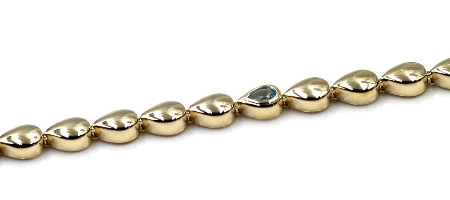 Genuine 9ct 9k 375 Yellow, Rose or White Gold Pear Blue Topaz Bracelet