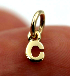 Genuine 9ct 9kt Genuine Very Small, Tiny Solid Yellow, Rose or White Gold Initial Pendant Charm C