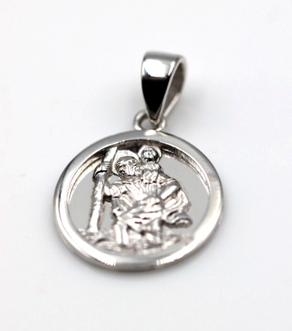 Sterling Silver 925 St Christopher 12mm Pendant Charm Travel Saint