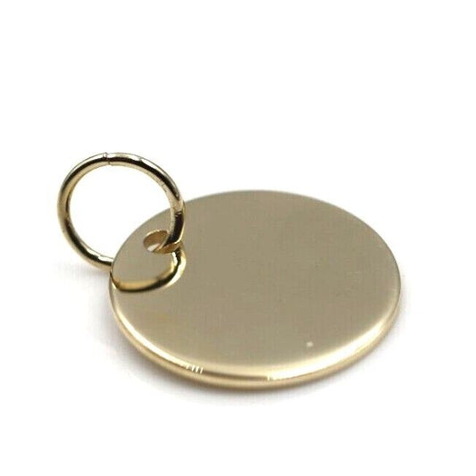 Genuine Solid 9ct Yellow, Rose Or White Gold Plain 18mm Round Disc Pendant 1.3mm thick