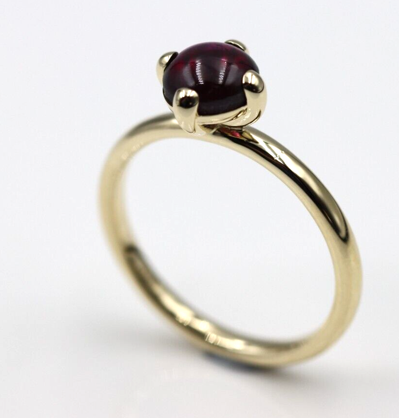 Size R 9ct 9k Yellow, Rose or White Gold Cabochon Garnet Stacker Ring