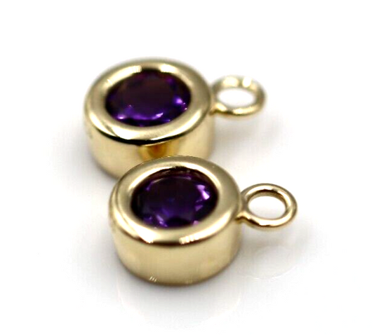Kaedesigns New Genuine 1 Pair 9ct 9Kt 375 Genuine Yellow, Rose or White Gold Amethyst Charms