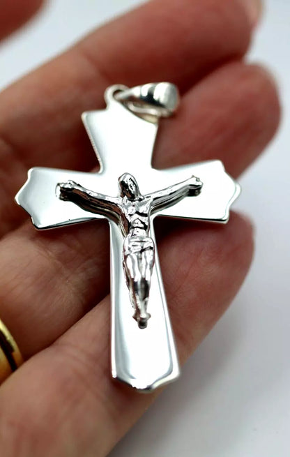 Kaedesigns Large Genuine Sterling Silver 925 Crucifix Cross Pendant