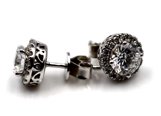 9ct 9k White Gold G/S1 2ct Lab Grown Diamond Studs Earrings -Free Post RRP$2999