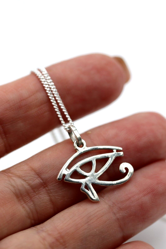 Genuine Sterling Silver 925 Round 'Eye of Horus' Pendant and Necklace -Free post