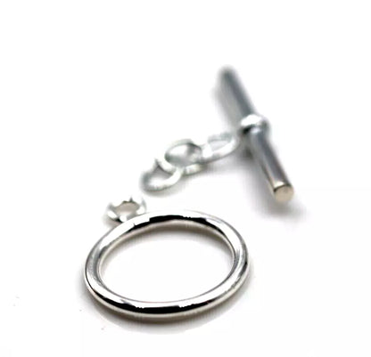 Genuine Sterling Silver or Sterling Silver (Gold Plated) 925 T-bar Toggle Set with Chain Polished