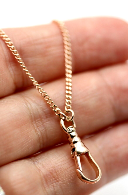 Genuine 9ct 9k Rose Gold Kerb Curb Chain Necklace 45cm + Swivel Clasp