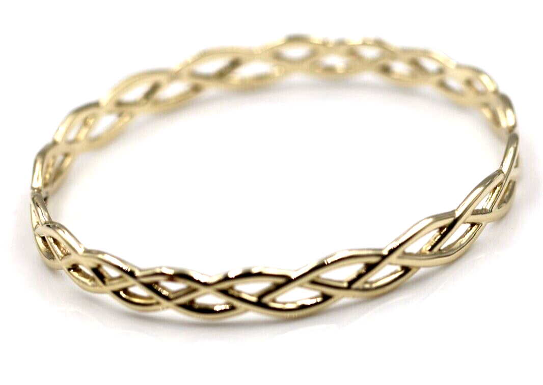 Solid Genuine 375 9ct 9kt Yellow, Rose or White Gold Celtic Knot Oval Bangle  7.1cm X 5.9cm