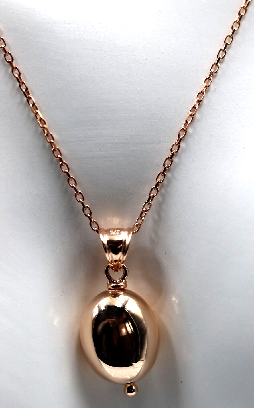 9ct 9k Rose Gold 50cm Cable Necklace Chain + Oval Pendant *Free Express Post