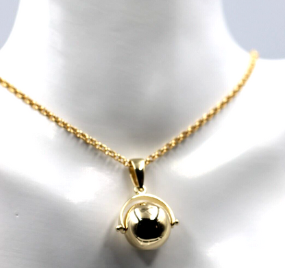 Genuine 9ct 9k Yellow Gold 65cm Cable Necklace Chain + Spinner Pendant