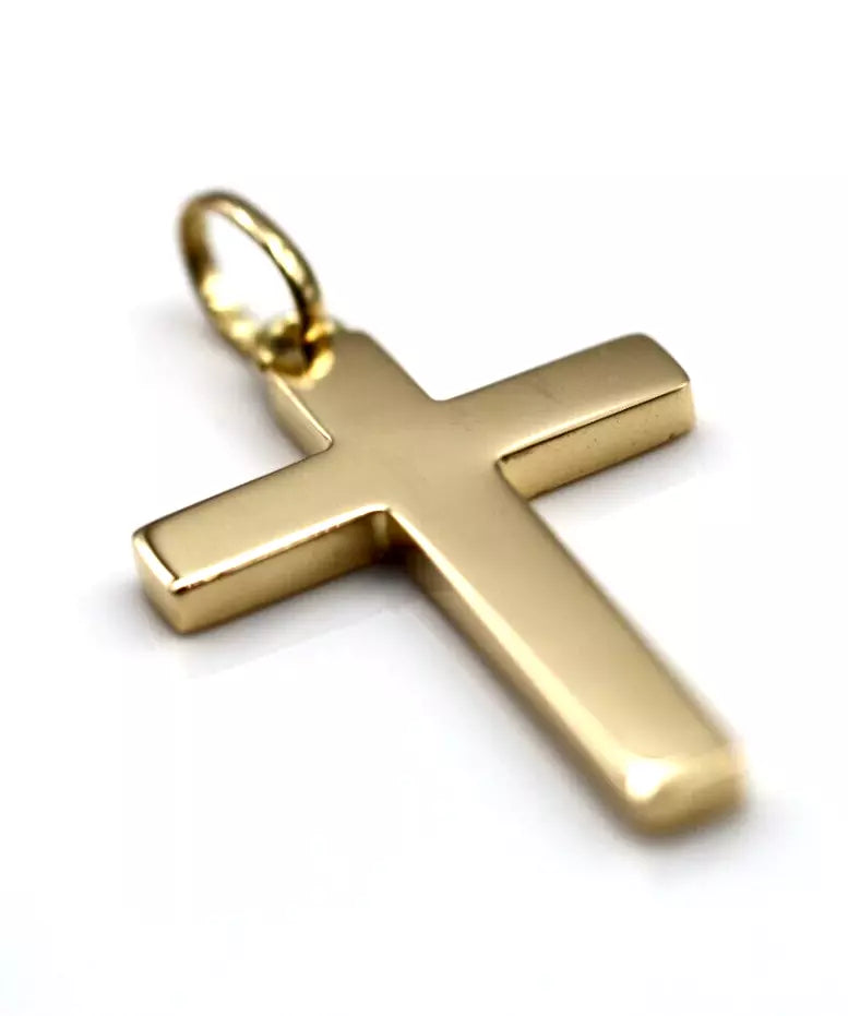 Kaedesigns Genuine Small 18ct 750 Yellow, Rose or White Gold Plain Flat Cross Pendant 36mm x 23mm, 10 grams