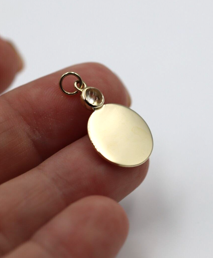 Genuine 9ct Yellow, Rose or White Gold Cabochon Light Citrine Disc Pendant